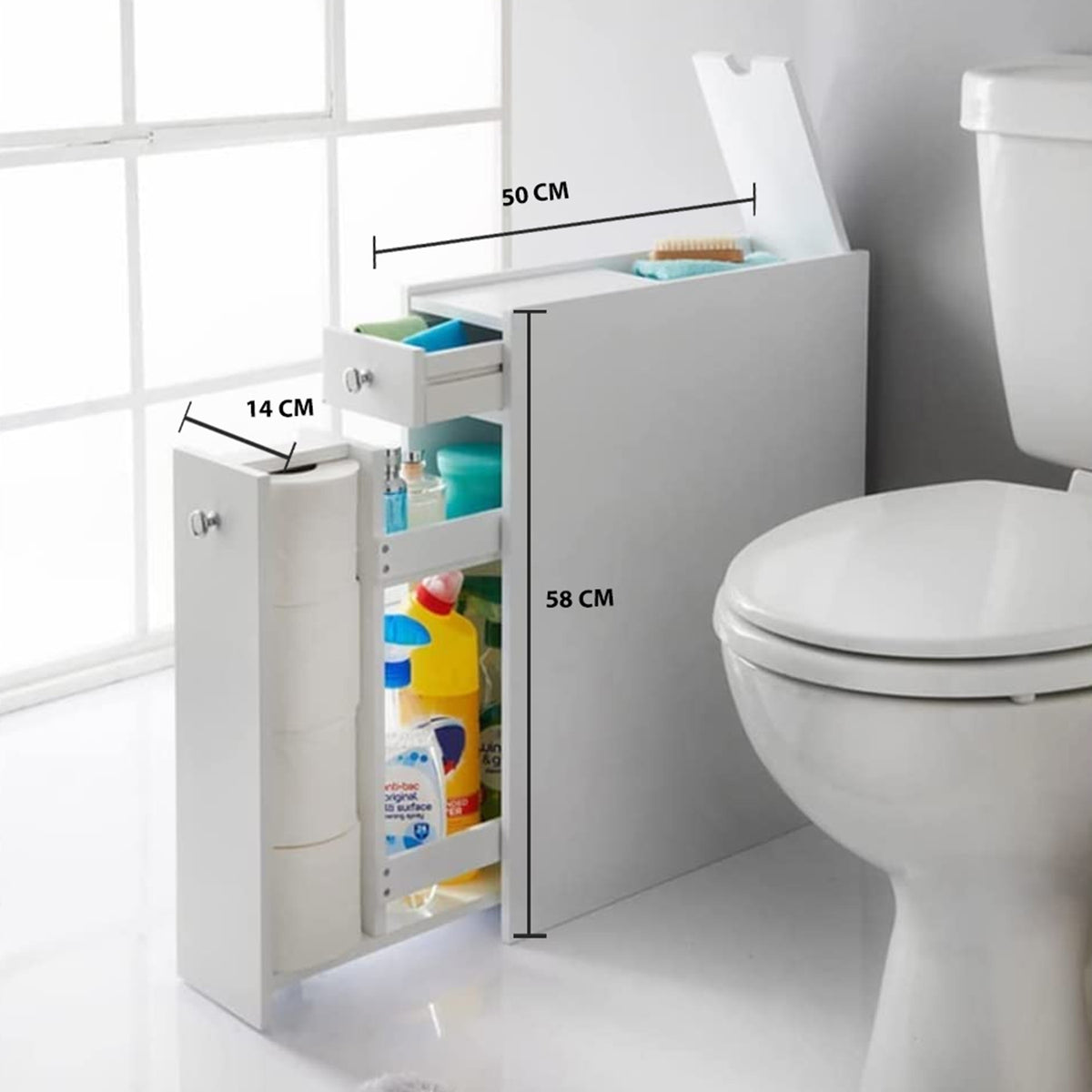 Homme Concept - Slimline Bathroom Storage Cabinet, Narrow Caddy Unit
