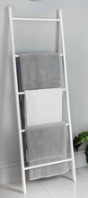 Load image into Gallery viewer, Homme Concept - White Towel Ladder with 5 Rungs Wooden Clothes Airer Bathroom Towel Hanger Decorative Freestanding Rack Towel Holder for Toilet Home Decor