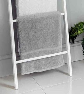 Homme Concept - White Towel Ladder with 5 Rungs Wooden Clothes Airer Bathroom Towel Hanger Decorative Freestanding Rack Towel Holder for Toilet Home Decor