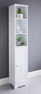 Homme Concept - White Tall Bathroom Cabinet, Narrow Bathroom Storage Cabinets Unit, Free Floor Standing Tallboy Cupboard, Slimline Multi-Purpose Organiser for Bathroom, Living Room, Kitchen, Hallway