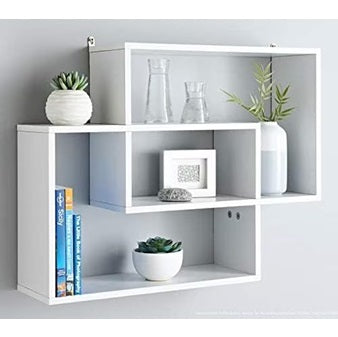 Homme Concept - Multi Compartment Space Saving Floating Display Shelves Storage Shelf Organiser Unit Home Decor Bookshelf for Living Room, Bedroom, Home Office