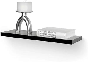 Homme Concept – High Gloss Floating Shelves, Black Wall Shelf with Invisible bracket, Display Shelves for Books, Photos, Ideal Home Decor Accessories for Bedroom, Living Room, Office, Kitchen.