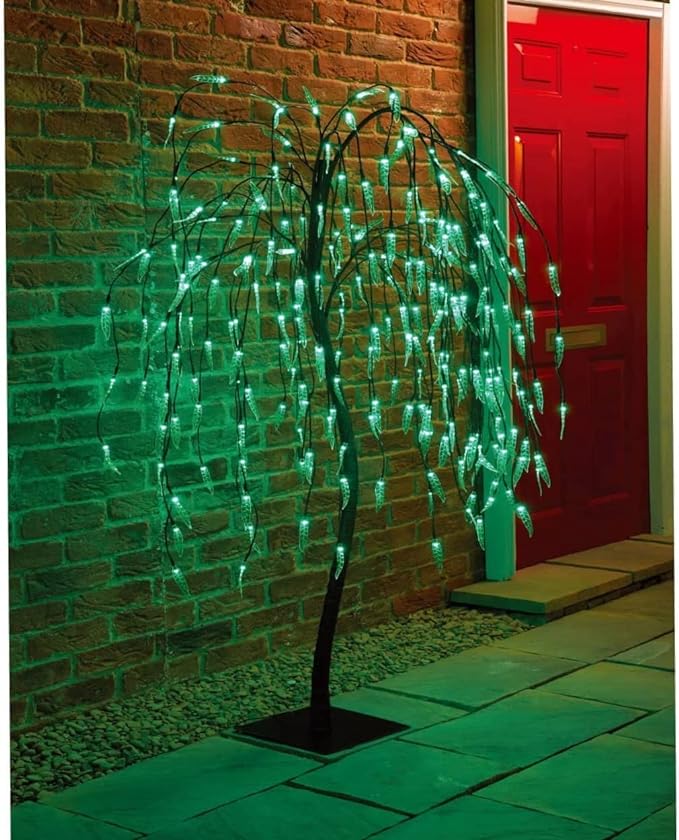 Homme Concept - Solar Powered LED Tree with Metal base and pegs, Artificial Trees Outdoor, Solar Garden Ornaments, Solar lights Outdoor, Garden Decoration Pathway Lights.