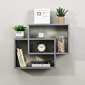 Homme Concept - Multi Compartment Space Saving Floating Display Shelves Storage Shelf Organiser Unit Home Decor Bookshelf for Living Room, Bedroom, Home Office