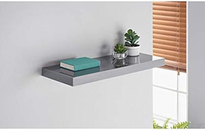 Homme Concept – High Gloss Floating Shelves, Black Wall Shelf with Invisible bracket, Display Shelves for Books, Photos, Ideal Home Decor Accessories for Bedroom, Living Room, Office, Kitchen.