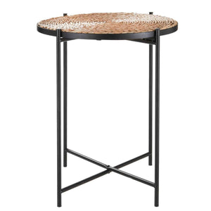 Homme Concept – Tray Top Round Side End Table, Nightstand, Black Metal Small Coffee Tables for Living Room Bedroom Office Small Space Home Décor.