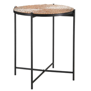 Homme Concept – Tray Top Round Side End Table, Nightstand, Black Metal Small Coffee Tables for Living Room Bedroom Office Small Space Home Décor.