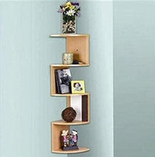 Load image into Gallery viewer, Homme Concept – 5 Tier Corner Shelf, Wall Mount Floating Shelves, Wall Shelves, Zig Zag Display Storage Organiser Shelving Unit, Bookcase Bookshelf for Living Room Bedroom Bathroom Home Office