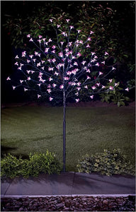 Homme Concept - Solar Powered LED Tree with Metal base and pegs, Artificial Trees Outdoor, Solar Garden Ornaments, Solar lights Outdoor, Garden Decoration Pathway Lights.