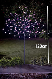 Homme Concept - Solar Powered LED Tree with Metal base and pegs, Artificial Trees Outdoor, Solar Garden Ornaments, Solar lights Outdoor, Garden Decoration Pathway Lights.