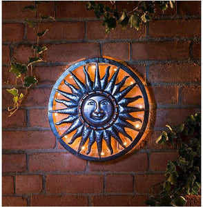 Homme Concept – Sun Solar Powered Outdoor Garden Metal Wall Art, Solar Garden Ornaments, Solar lights Outdoor, Garden Decoration Pathway Lights. [Energy Class A]