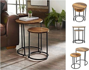 Homme Concept – Set of 2 Nest of Tables for Living Room, Square Sofa Side End Table, Coffee Table, Small Bedside Table, Nesting Table for Hallway, Bedroom, Home Office, Space Saving.