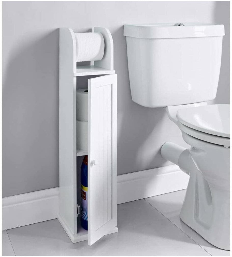 Wooden Toilet Roll Holder Stand - Free Standing Toilet Paper